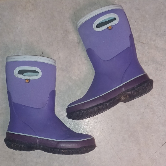 Bogs Kids Purple and Gray Rain Boots Size 1 - Picture 1 of 7